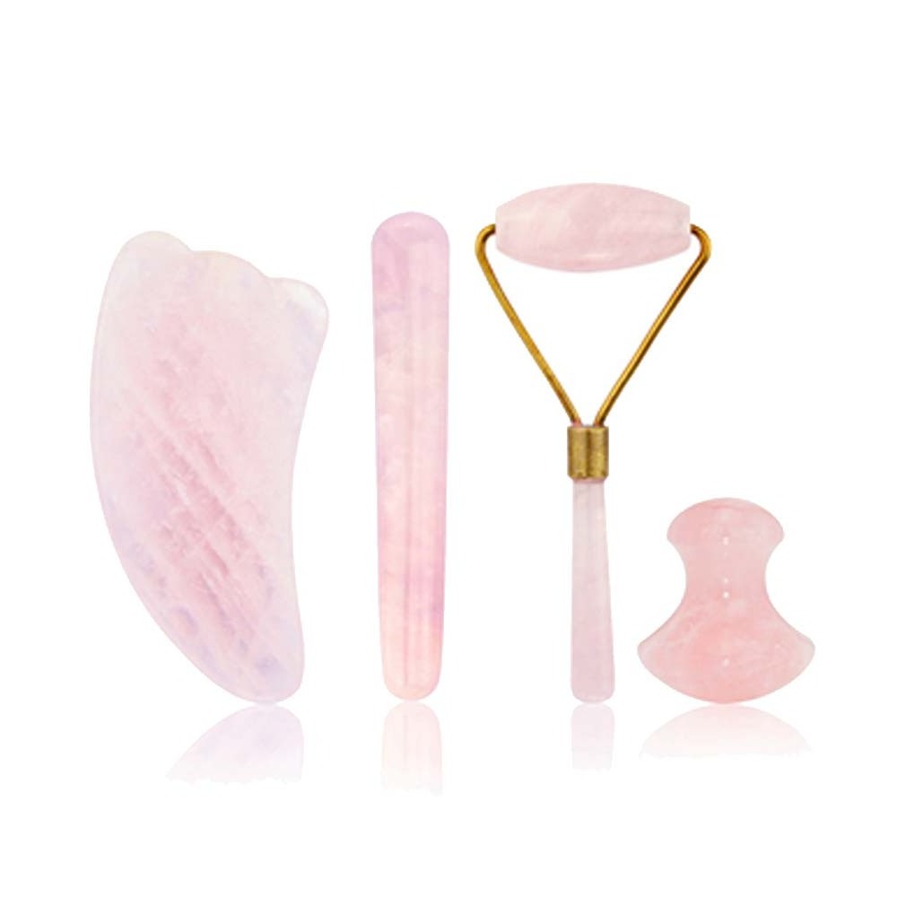 New Product Rose Quartz Gua Sha Scraping Body Jade Massager Facial Rose Quartz Roller