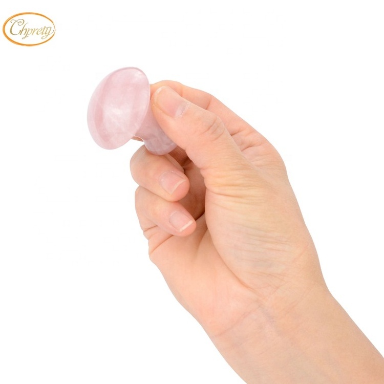 Wholesale Natural stone Gusha jade roller ice globes for facial massage mushroom slimming facial  rose quartz massager