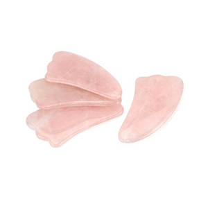 A Natural Massage Jade Roller for Face Tighten Rose Quartz Jade Gua Sha Scrap Massage Pink Crystal Stone Heart Guasha Set