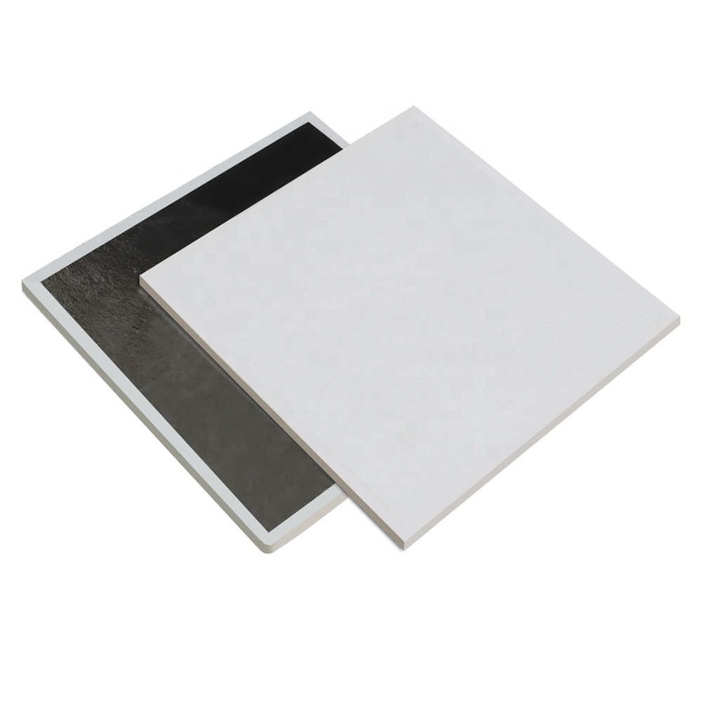 PVC Soundproof Ceiling Tiles Coated Gypsum Panel for Hotel Vinyl Carton White Square Modern Waterproof Ceiling Board 595mm,603mm