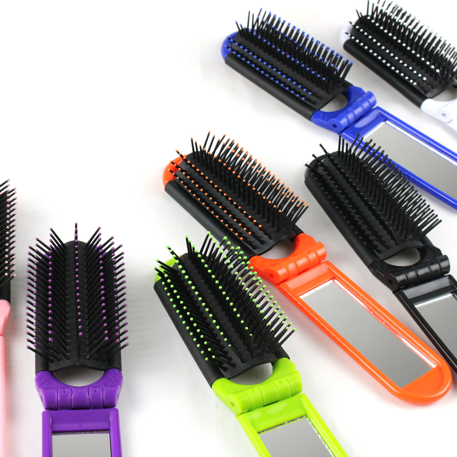 Foldable Hair Brush with Mirror Anti Static Portable  Detangling Hairbrush Massage Brush Hair Styling Tools Travel Hair Comb