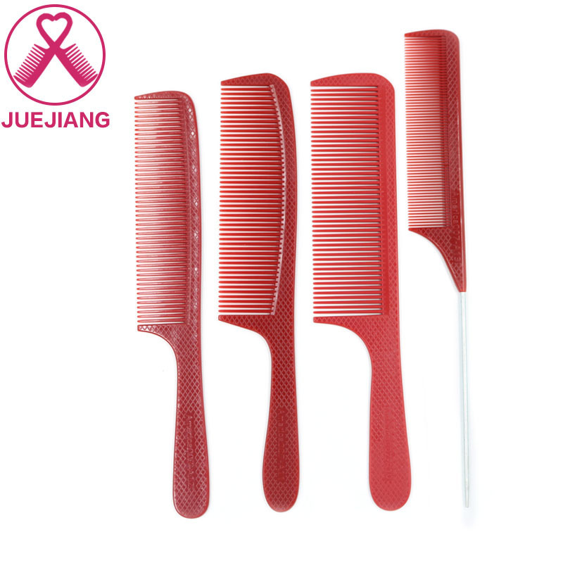 Professional Heat Resistant Salon Metal Pin Tail Antistatic Comb Hard Carbon Hair Cutting Comb Styling Stainless Steel Spiked