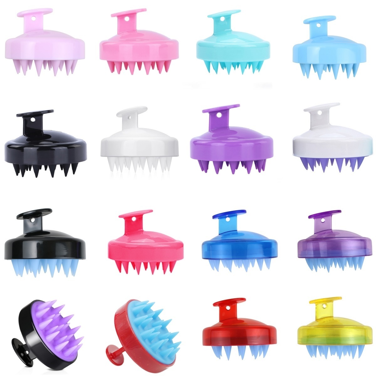 Free Sample Wholesale Customized 6 Color Handheld Silicone Scalp Hair Brush Massage Hair Scalp Massaging Shampoo Brush