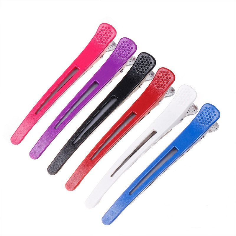 6 Professional Hair Clips for Women Styling Sectioning, Non-Slip Dividing Duckbill Hair Clips with Silicone Band, No Crease Hair