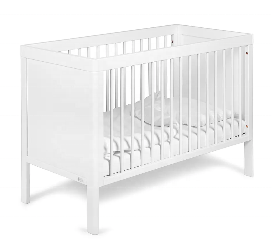 Safety eco-friendly solid pine wood adult baby bedding set crib baby bed cot