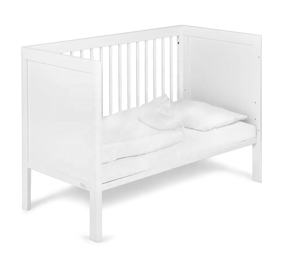 Safety eco-friendly solid pine wood adult baby bedding set crib baby bed cot