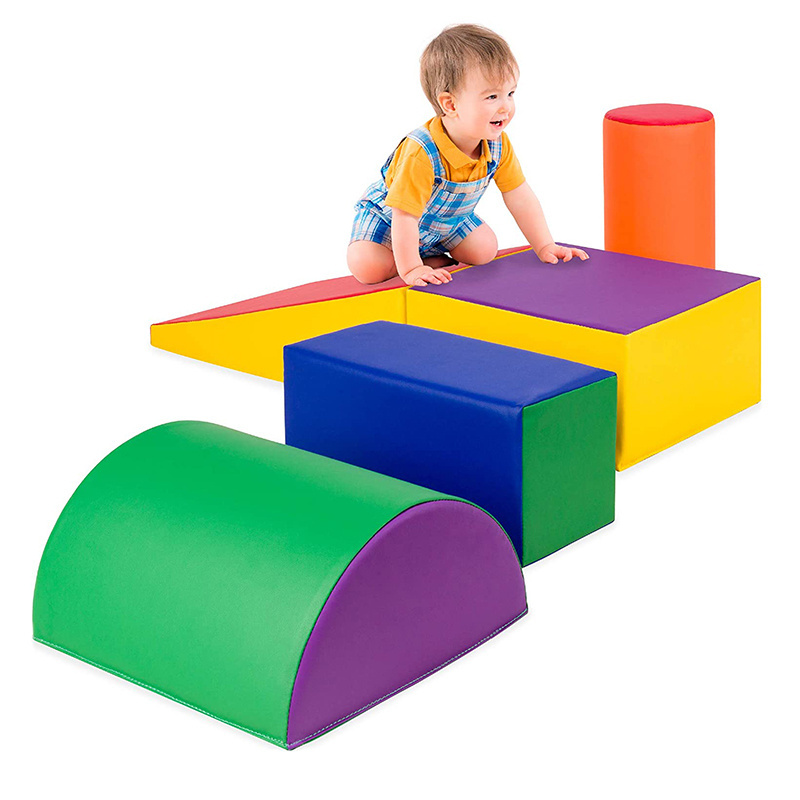 Set of 5 Soft Play Climbing Blocks Educational Step and Slide Indoor Foam Build for Kids Nurse Play Set