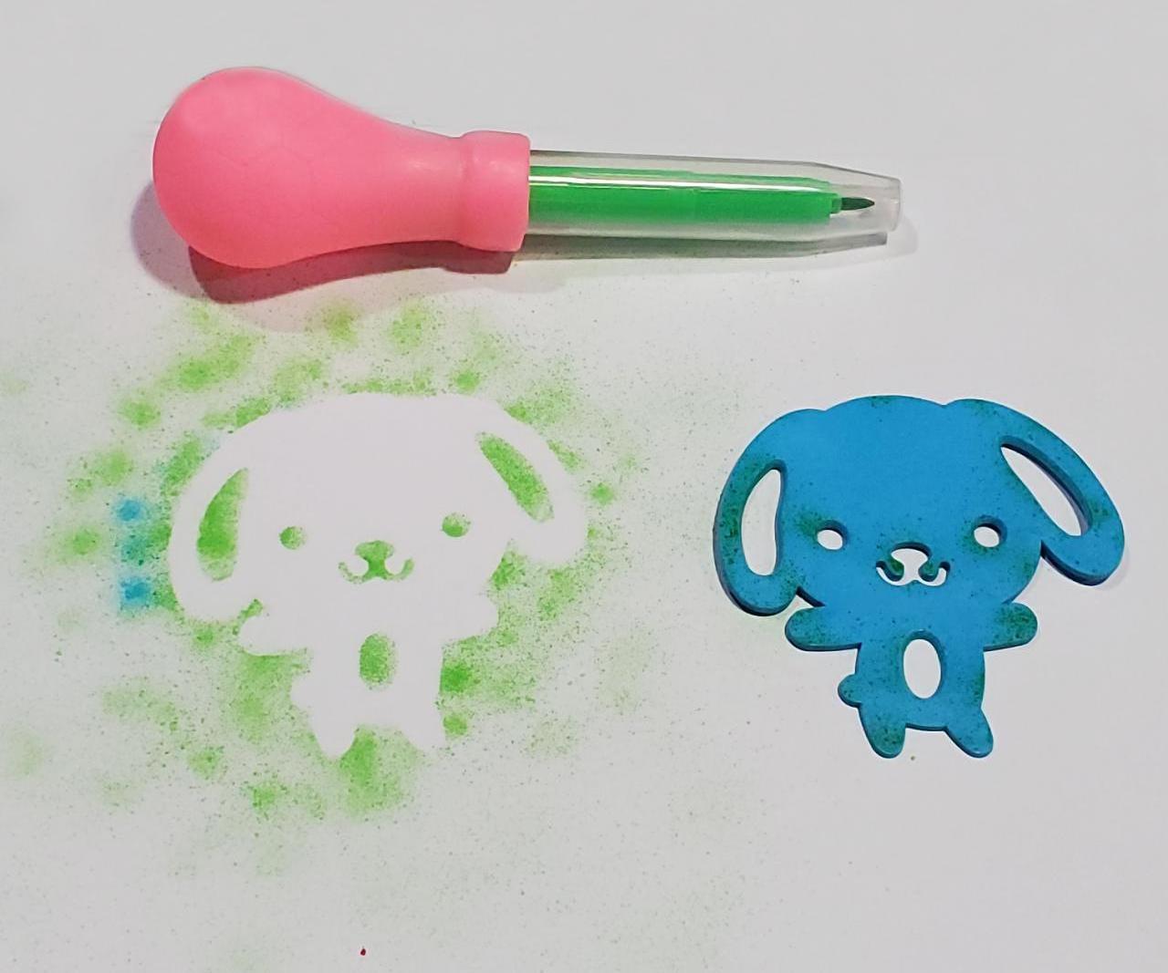 Newdaiso factory OEM logo washable blow pen with picture mould for kids