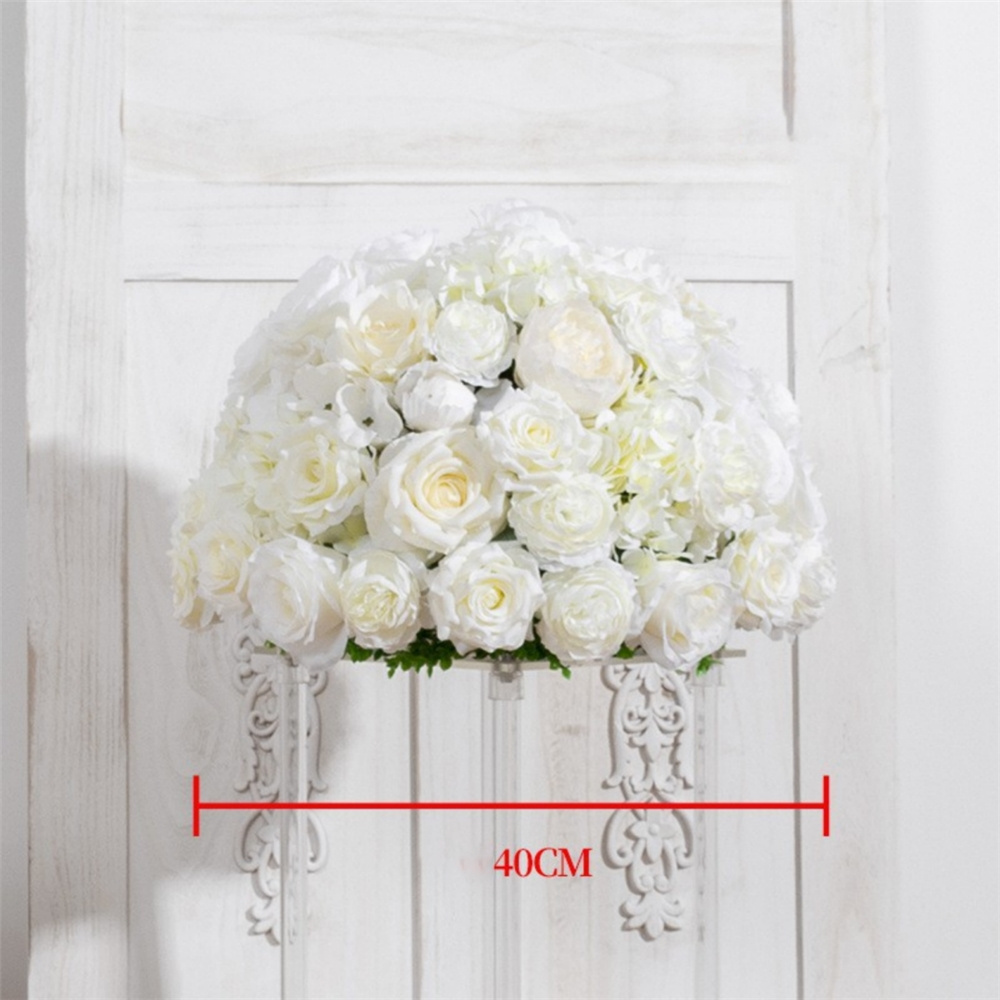 Realistic & Durable Bouquet Ball Blue Artificial Rose Flower Green Grass Decoration For Wedding Party Event