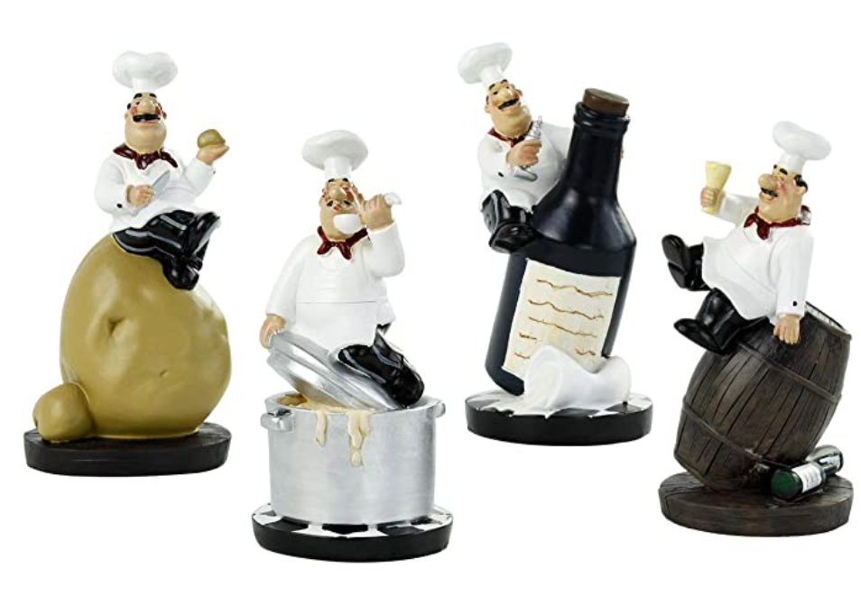 Resin Chef Figures Ornament, Chef Statue Kitchen Decor Figurine Cook Model Statue for Kitchen Restaurant