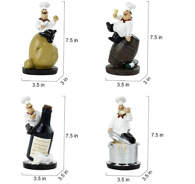 Resin Chef Figures Ornament, Chef Statue Kitchen Decor Figurine Cook Model Statue for Kitchen Restaurant