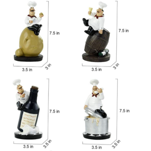 Resin Chef Figures Ornament, Chef Statue Kitchen Decor Figurine Cook Model Statue for Kitchen Restaurant