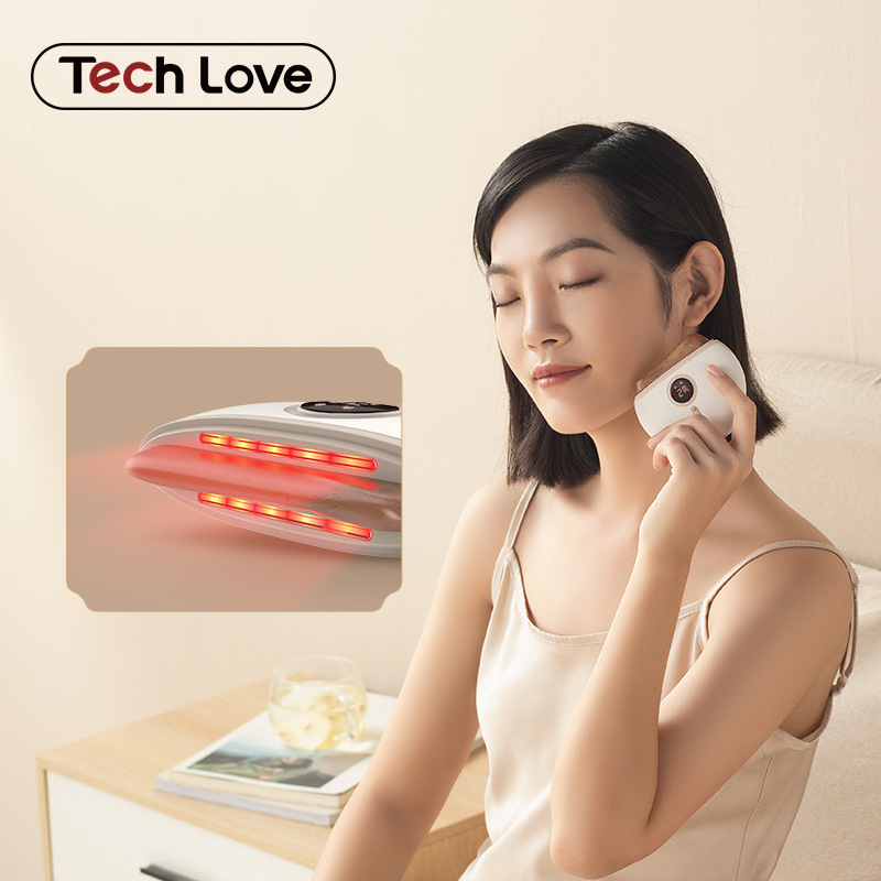 Amazon Hottest OEM Portable Microcurrent Skin Therapy facial massager Lift Body Slimming Machine Guasha Stone Bian Gua Sha