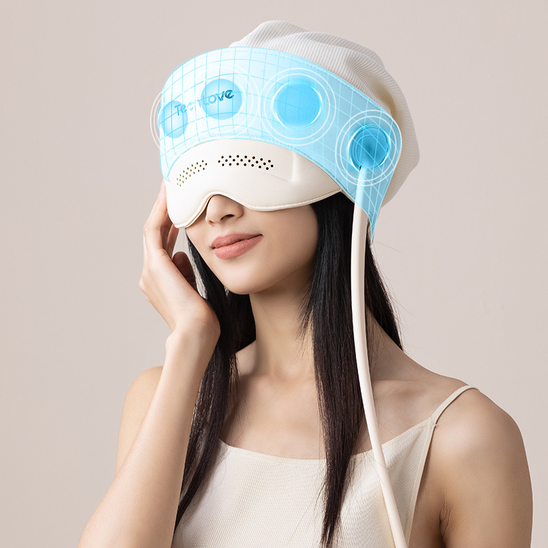 Techlove 2 In 1 Head Eye Massager Electric Heat Compression Air Pressure Vibrating Ems Eye Massager Helmet Head Scalp Massager