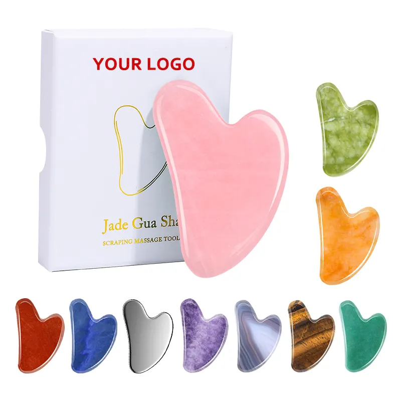 rose quartz gua sha and jade roller stone Ready to ship gua sha scraping set for face