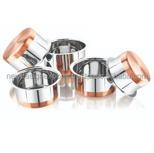 5 Pcs Copper Bottom Patila Set Stainless Steel Set Copper Bottom patila Tapeli bhagona New Milk Pot pan