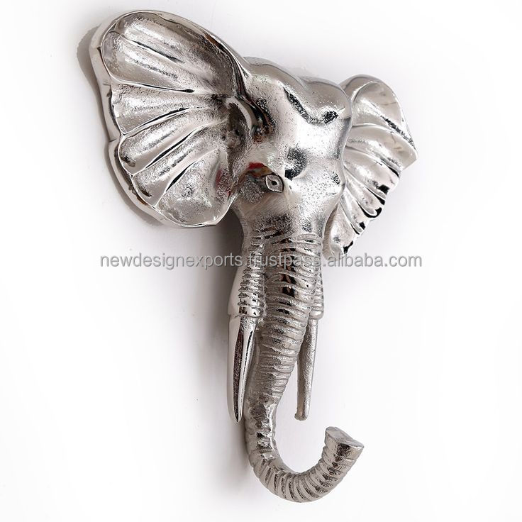 Best Selling High Quality Aluminium Elephant Head Wall Decor Coat Hat Key Holder manufactured from india