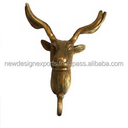 Best Selling High Quality Single Head Deer Metal Wall Hook Hanger Animal Shaped Coat Hat Key Holders