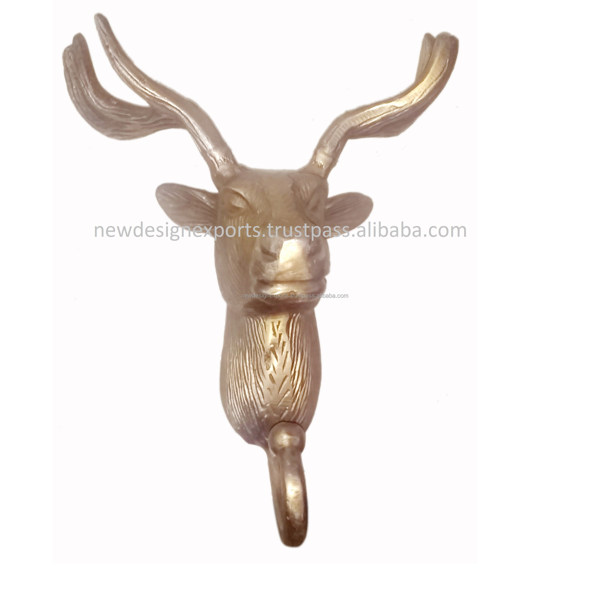 Best Selling High Quality Single Head Deer Metal Wall Hook Hanger Animal Shaped Coat Hat Key Holders