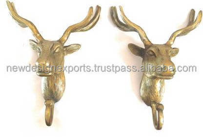 Best Selling High Quality Single Head Deer Metal Wall Hook Hanger Animal Shaped Coat Hat Key Holders