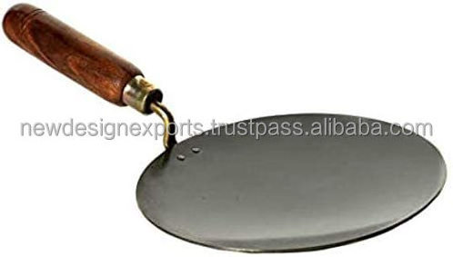 Iron Roti Tawa With Wooden Handle  For Cooking Chapati Bread Roti Cooking Pan Utensil Indian Tava  11 inches Long Handle