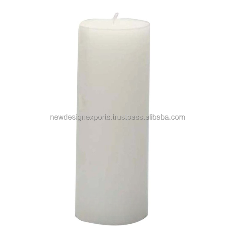 3-Inch by 8-Inch Unscented Long Burning Pillar Candle White