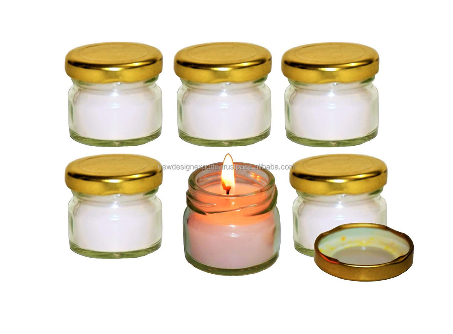 Mini Travel Jar Candle 30 Gram Each Set of 6 pcs White unscented Candles