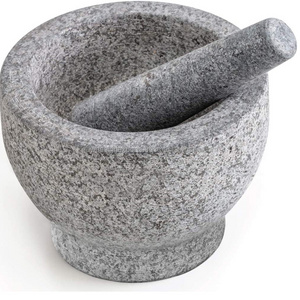 Heavy Duty, Unpolished Granite Mortar and Pestle Set, Stone Grinder Bowl for Guacamole