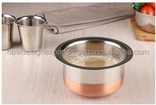 5 Pcs Copper Bottom Patila Set Stainless Steel Set Copper Bottom patila Tapeli bhagona New Milk Pot pan