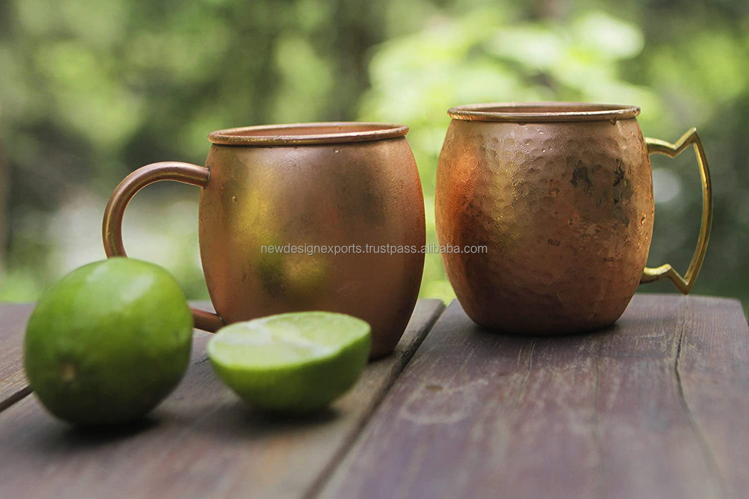 Pure Copper Barrel Mug for Moscow Mules - 16 oz - 100% Pure Hammered Copper - Heavy Gauge (Brass Handle) Kitchenware Bar ware