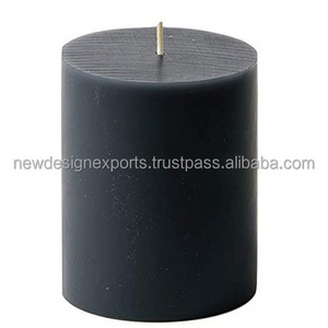 3" x 4" Hand Poured Solid Color Unscented Pillar Candles  Black