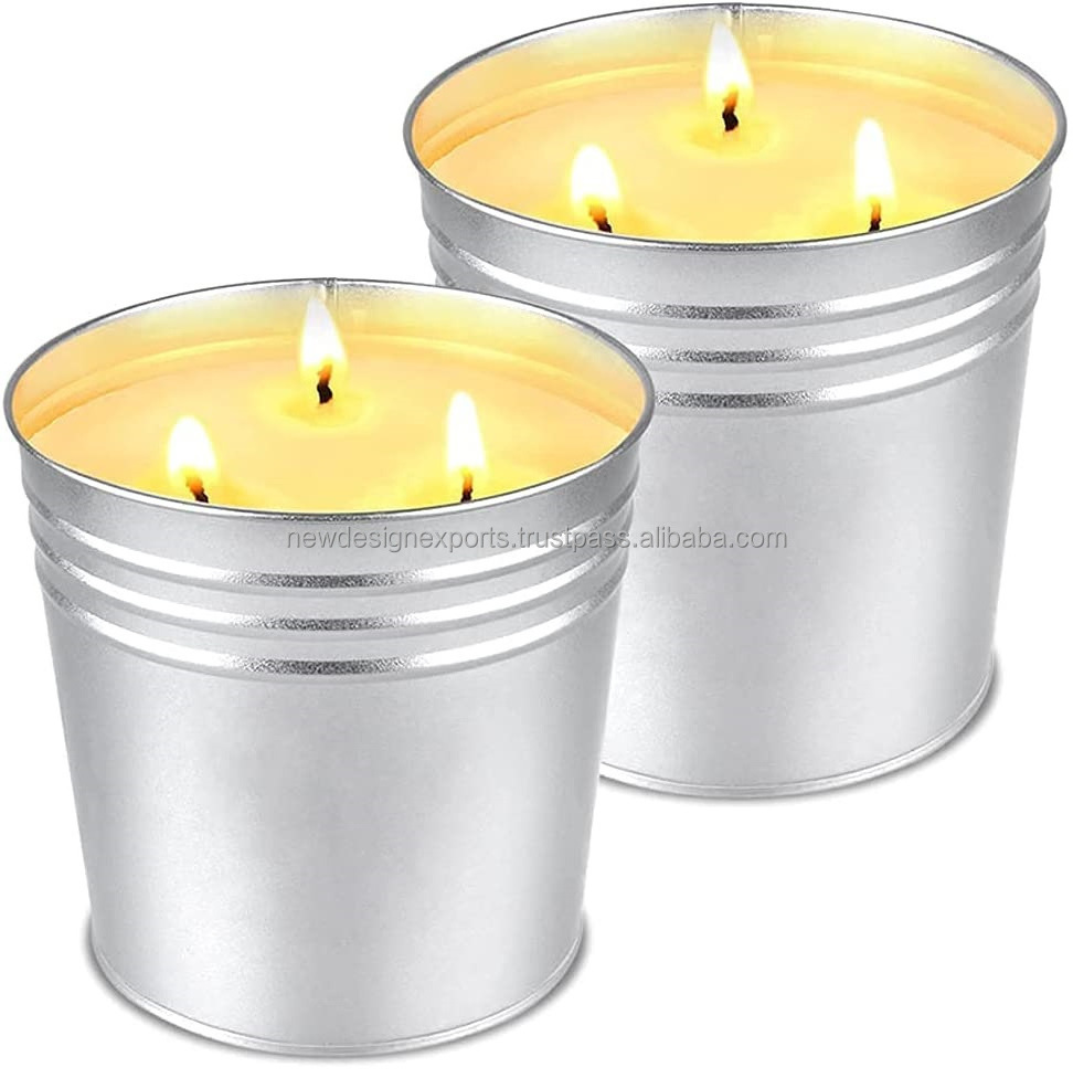 Candles Outdoor Large Patio Candle, Outside 3 Wick Bucket Candle 100 Hour Burning