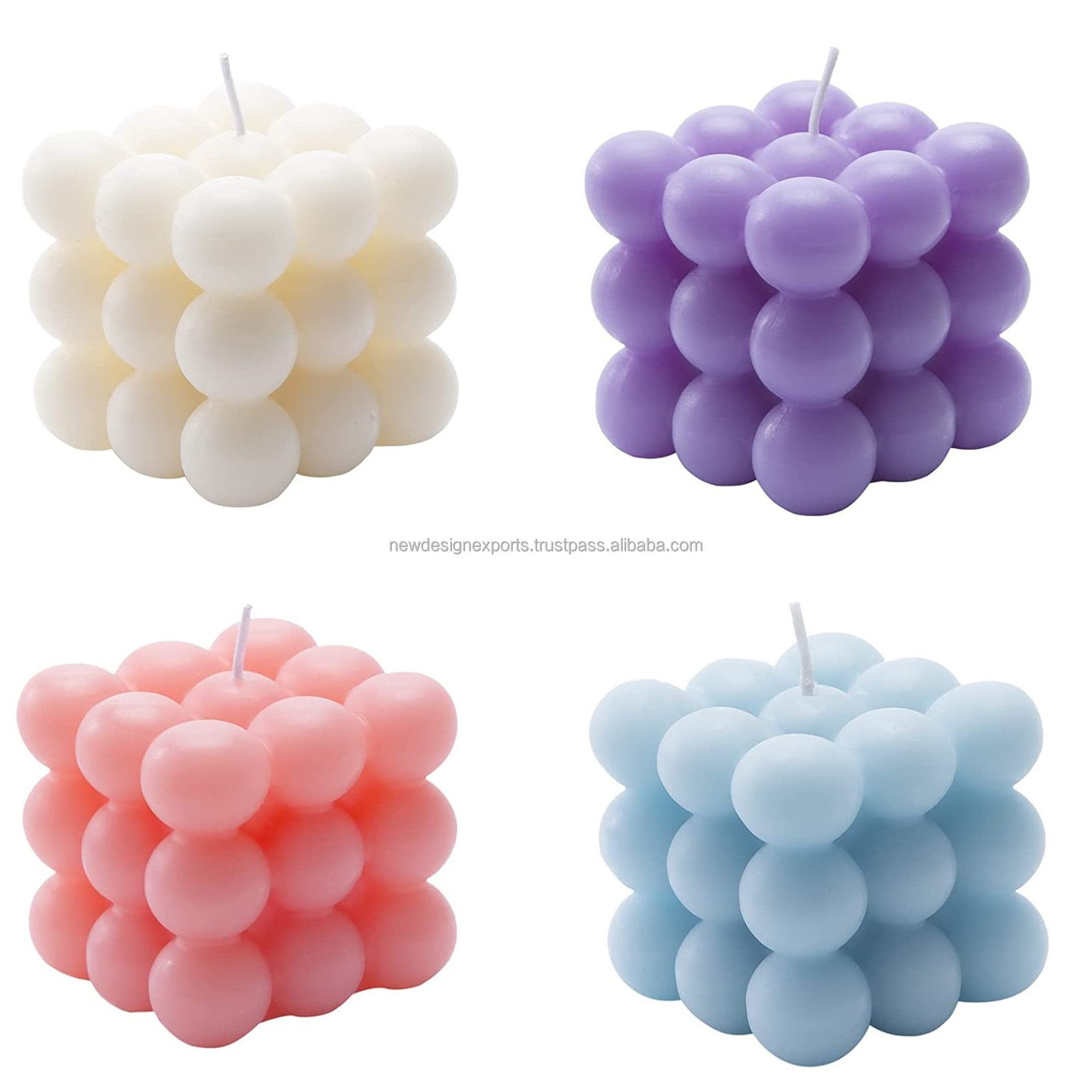 Bubble Candle 4pcs Cube Soy Wax Bubble Candles Scented Aesthetic Bubble Candle Set for Home Bedroom Decor Birthday Gift