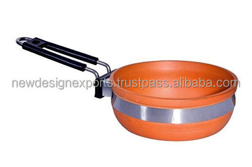 Terracotta Clay Frypan and Tawa, Combo for Kitchen (Brown)