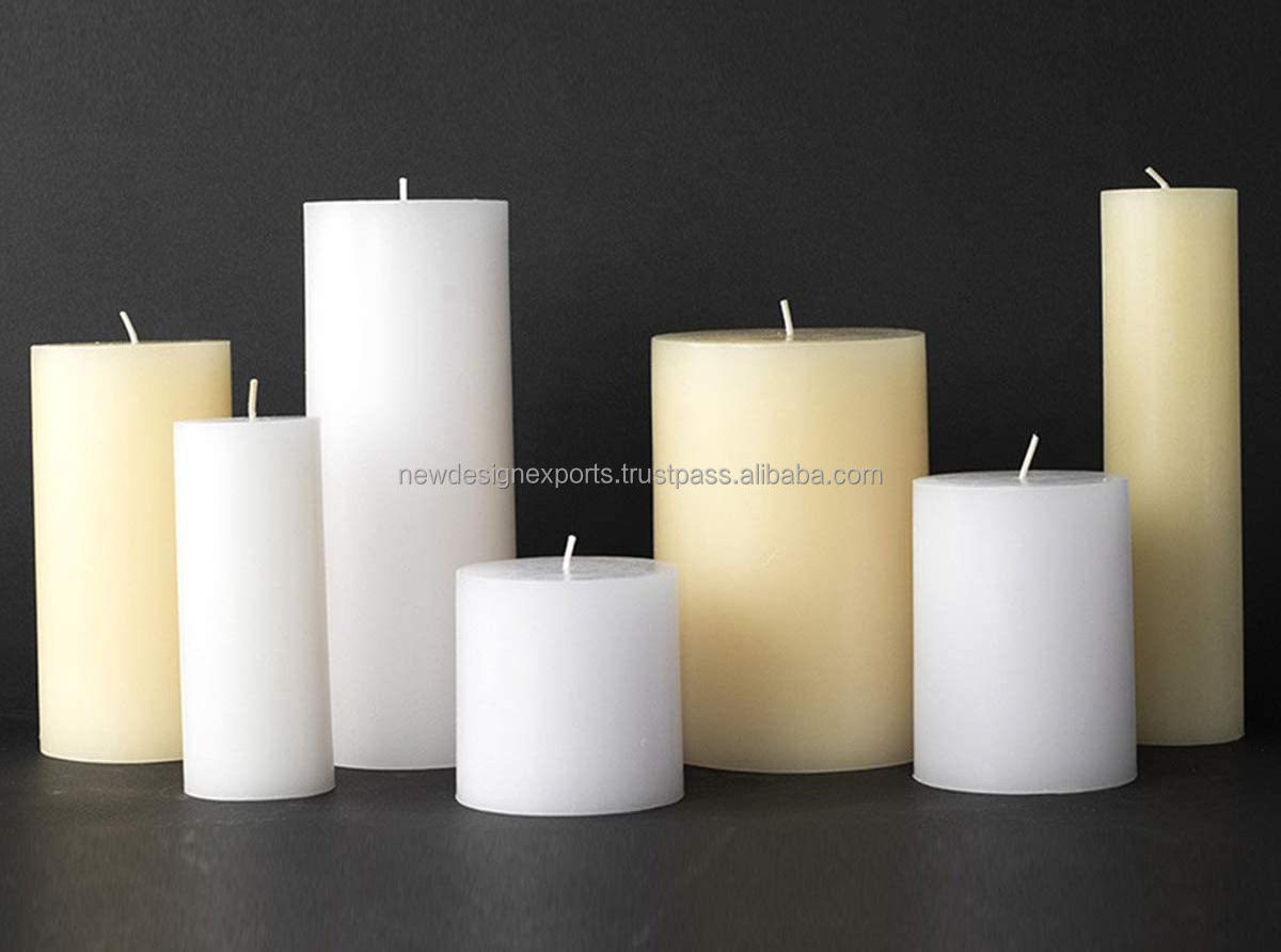 3-Inch by 8-Inch Unscented Long Burning Pillar Candle White