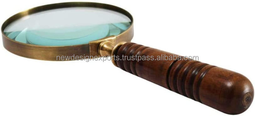 10X Handheld Magnifying Glass Lens, Antique Brass Magnifier, Fine Print Reading