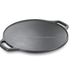 Cast iron Tawa  Pan With Double Handle Cast Iron Pizza Crepe Pan, Dosa, Roti Tawa, Budare  Paw Bhaji For Home Use 12 inch