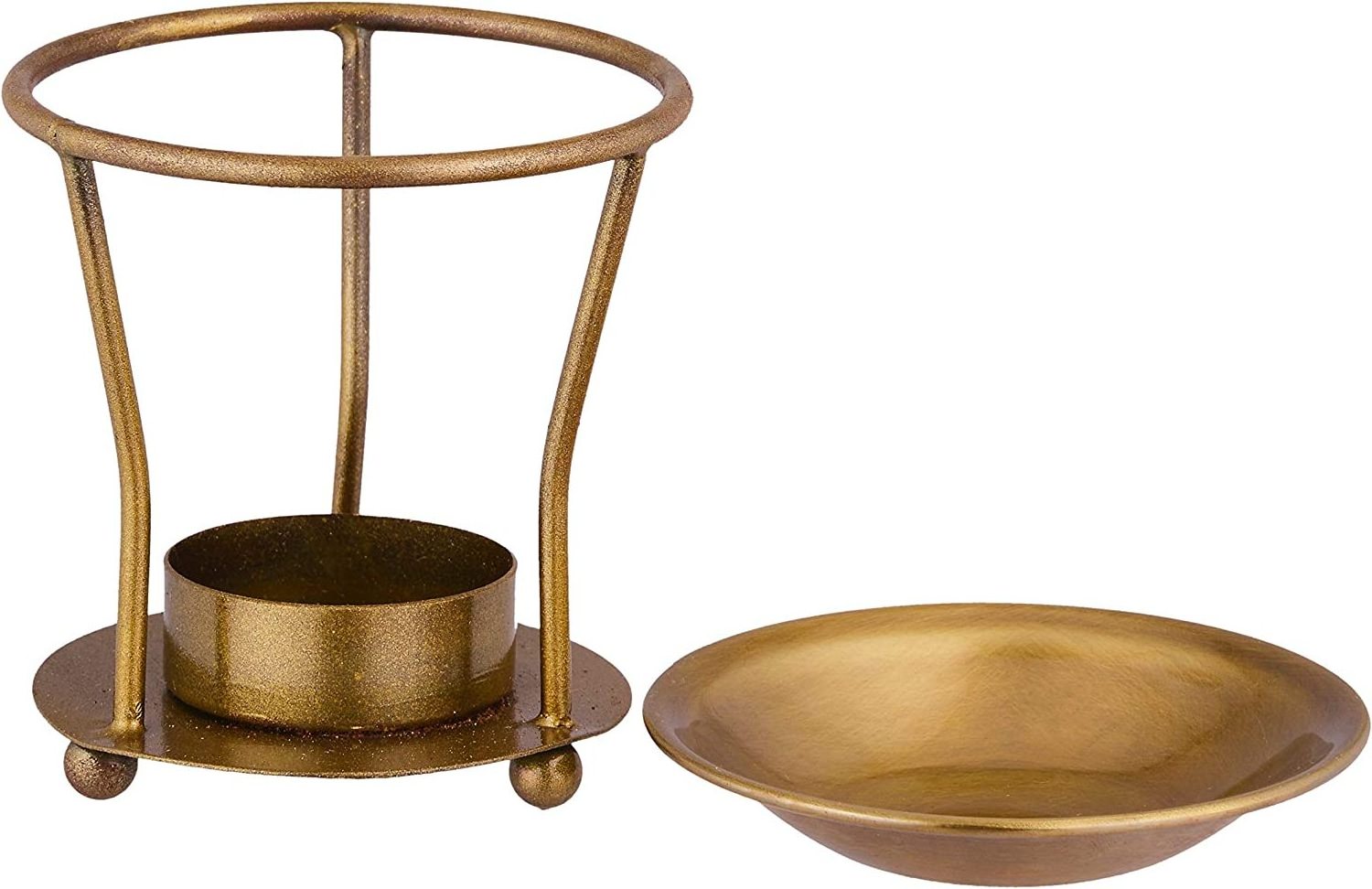 Brass Essential Oil Burner and Wax Tart Warmer | Geometric Metal Tealight Holder with Brass Bowl | Home Decorations