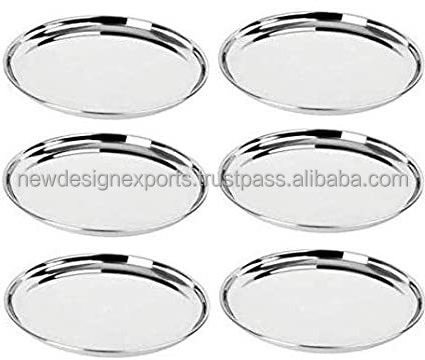 Round Stainless Steel Plates SS Dinner Plates Indian thali Mess tray Serving Tray. Indian Thali Plate