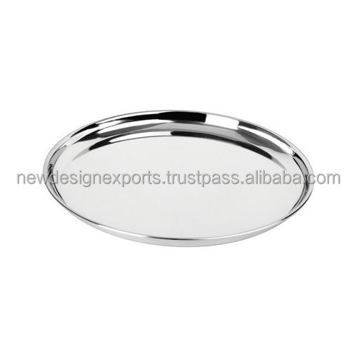 Round Stainless Steel Plates SS Dinner Plates Indian thali Mess tray Serving Tray. Indian Thali Plate