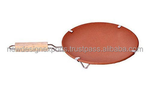 Terracotta Clay Frypan and Tawa, Combo for Kitchen (Brown)