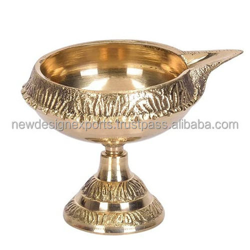 Brass KUBER-DEEP Stand Diya's for Pooja Hand Engraved Diya for Puja Heavy Quality