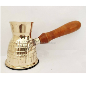 Golden Turkish Greek Arabic Coffee Pot Brass Metal Coffee Maker Geometric Engraved