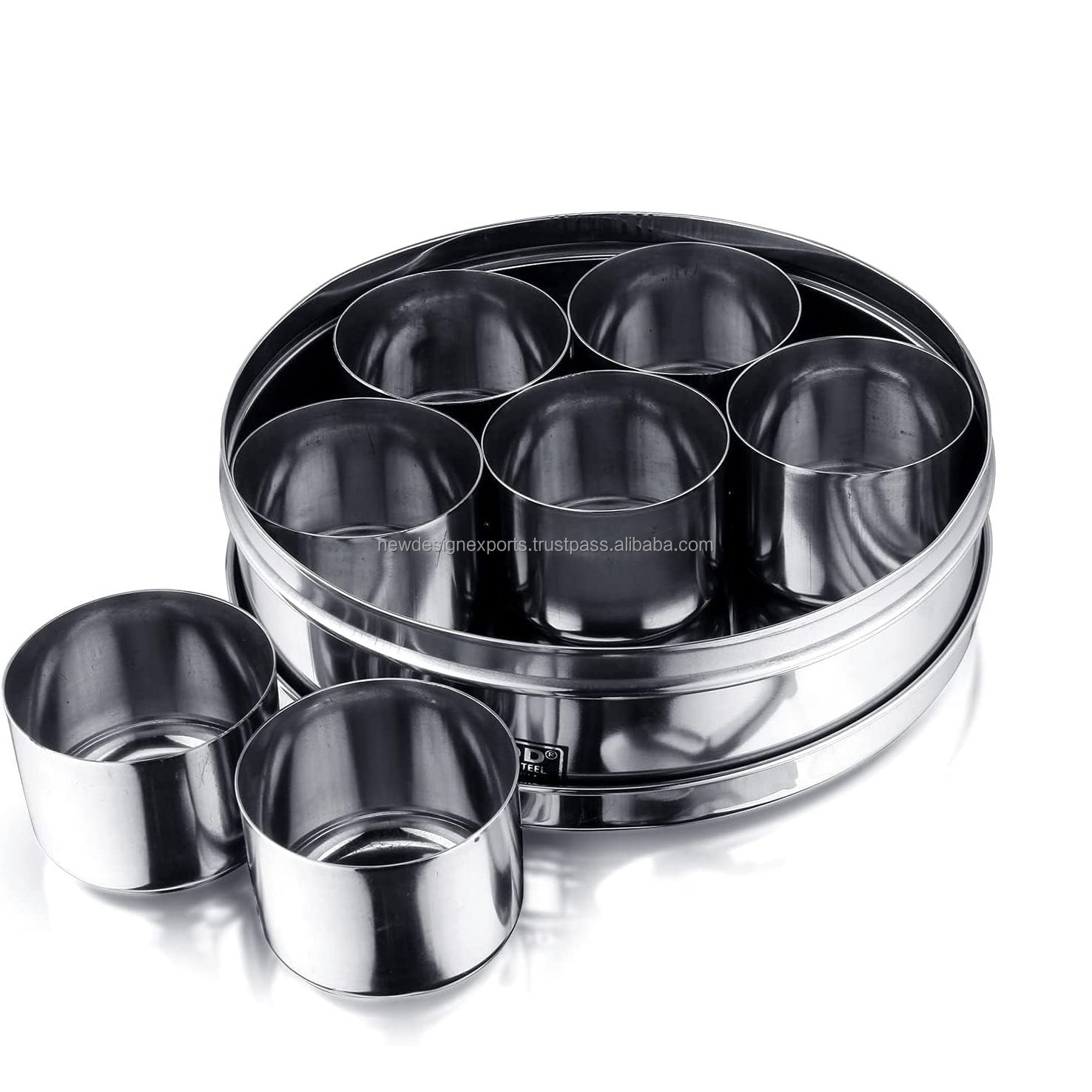 Stainless Steel Masala Dabba Spice box 7 Compartments with Lid