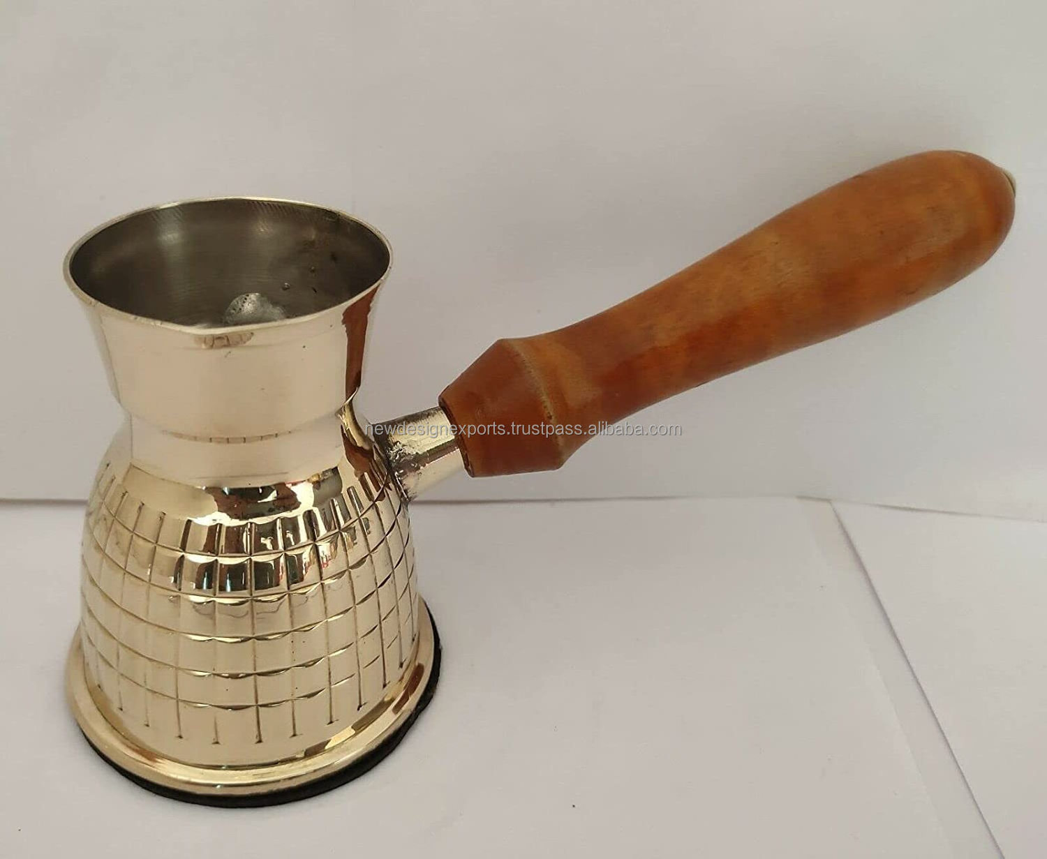 Golden Turkish Greek Arabic Coffee Pot Brass Metal Coffee Maker Geometric Engraved