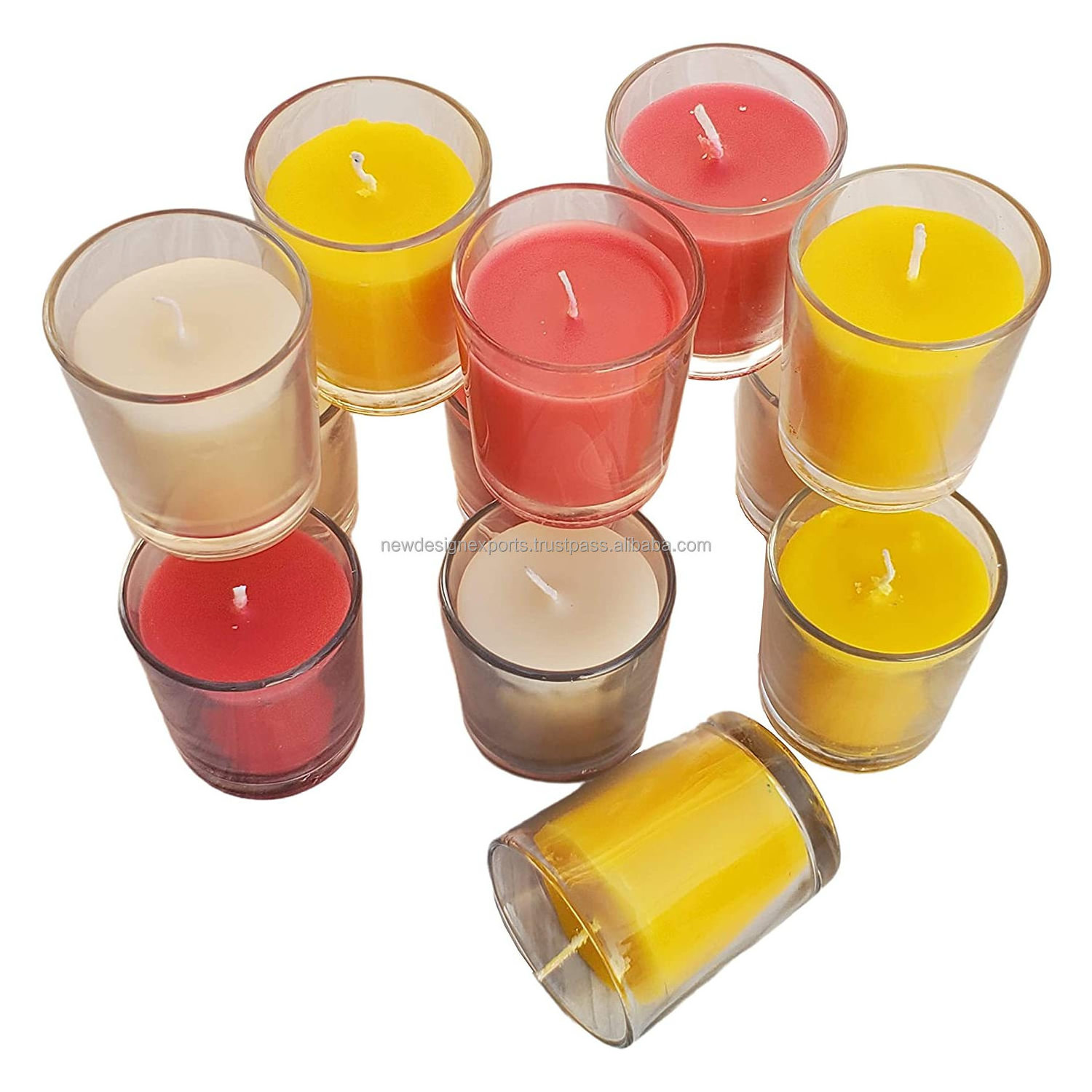 Votive Glass Candles Pack of 6 Scented  Rose Jasmine  Sandalwood