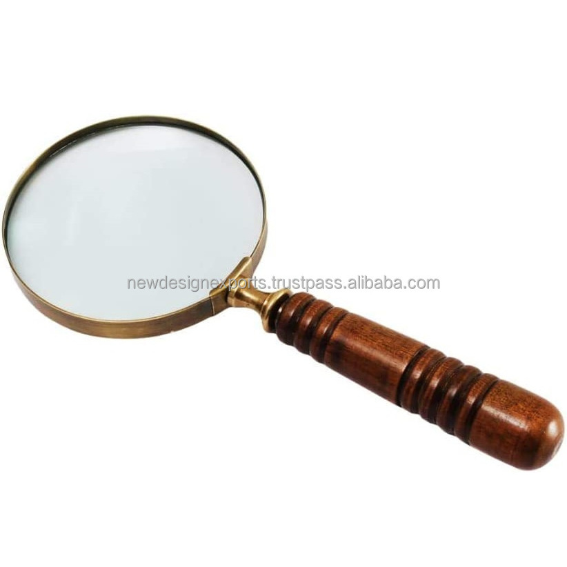 10X Handheld Magnifying Glass Lens, Antique Brass Magnifier, Fine Print Reading