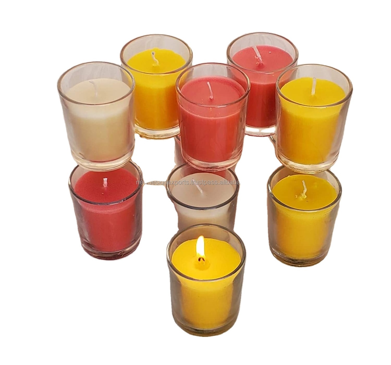 Votive Glass Candles Pack of 6 Scented  Rose Jasmine  Sandalwood