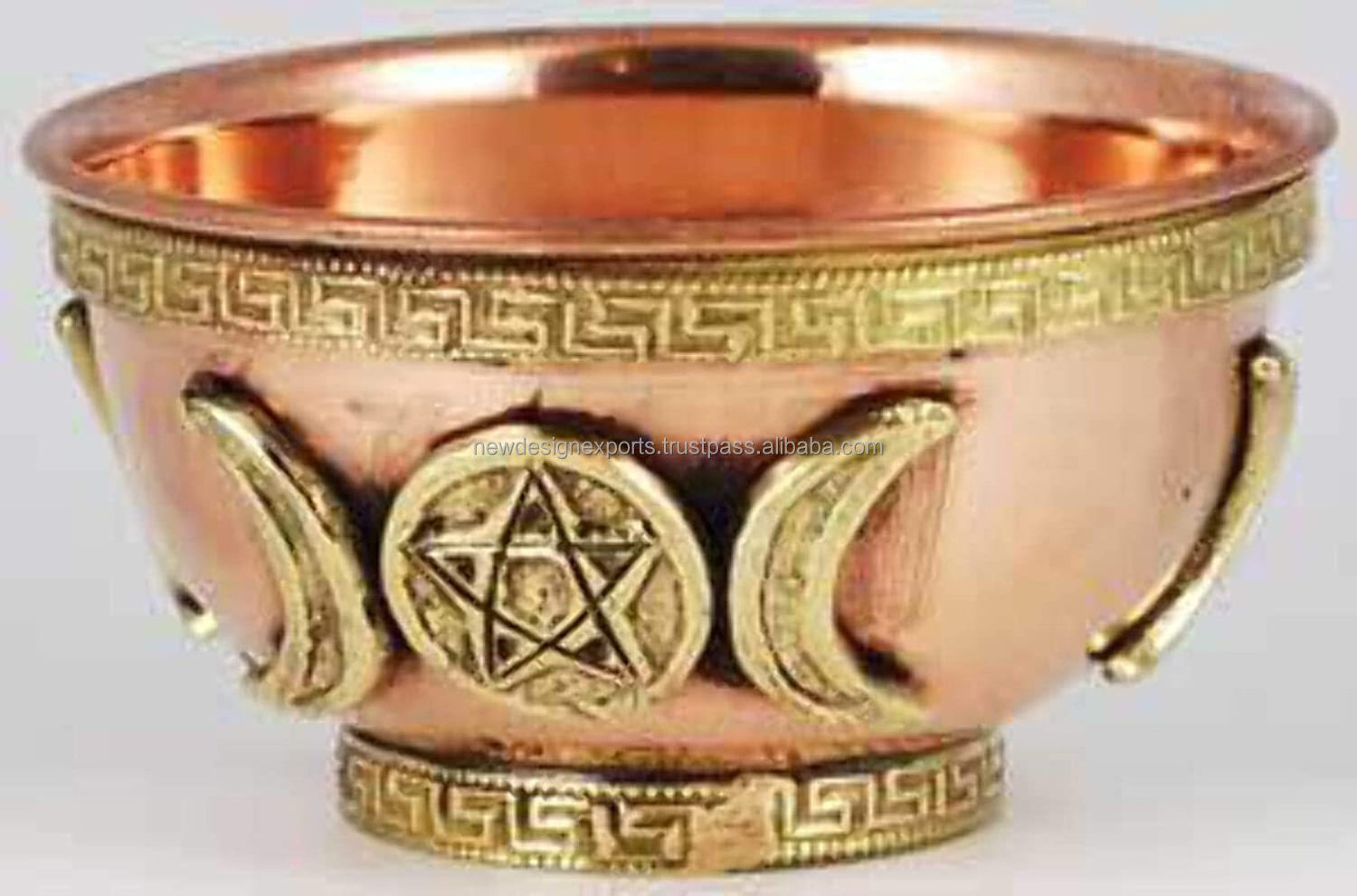 Triple Moon Copper Offering Bowl   Ritual use Incense Burning smudging Bowl Decoration Bowl