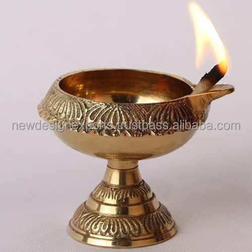 Brass KUBER-DEEP Stand Diya's for Pooja Hand Engraved Diya for Puja Heavy Quality